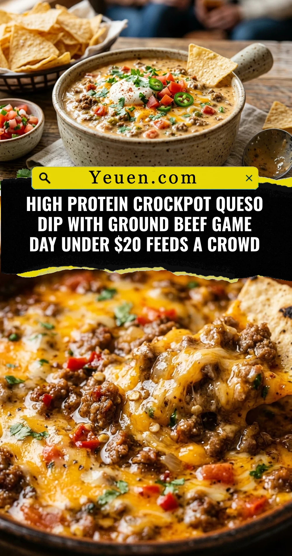 High Protein Crockpot Queso Dip With Ground Beef Game Day Under $20 Feeds A Crowd