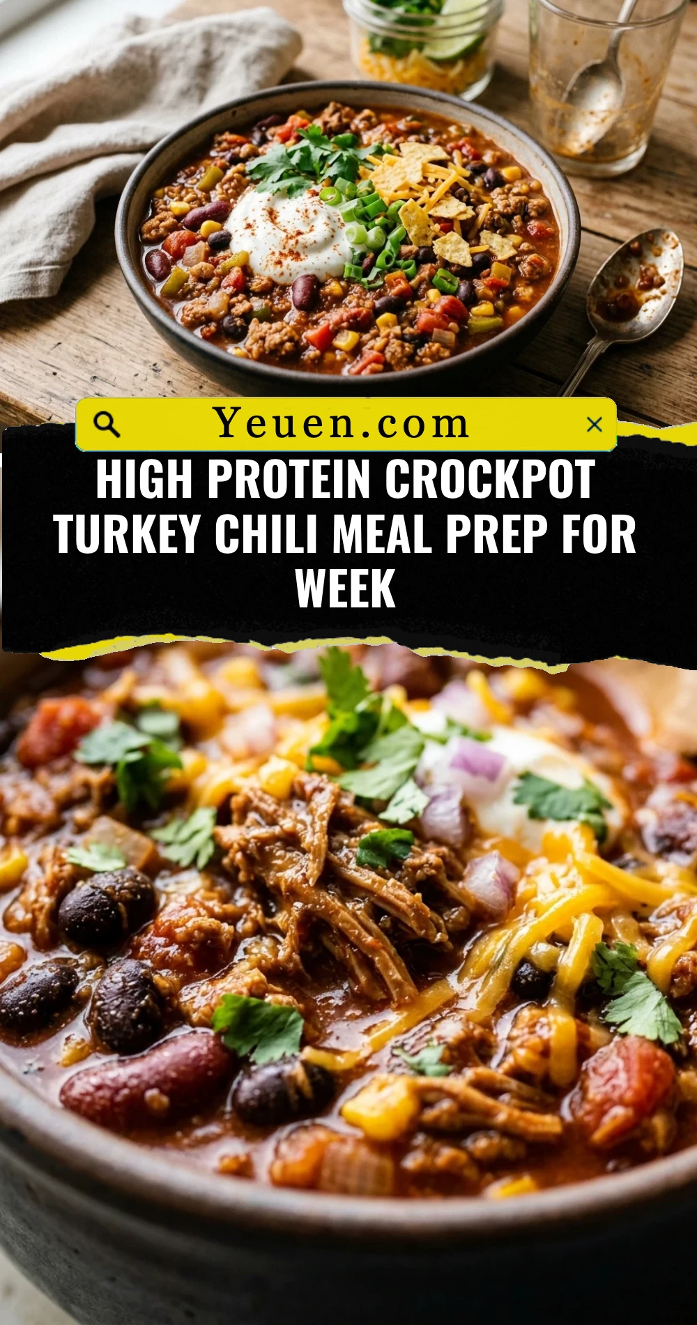 High Protein Crockpot Turkey Chili Meal Prep For Week