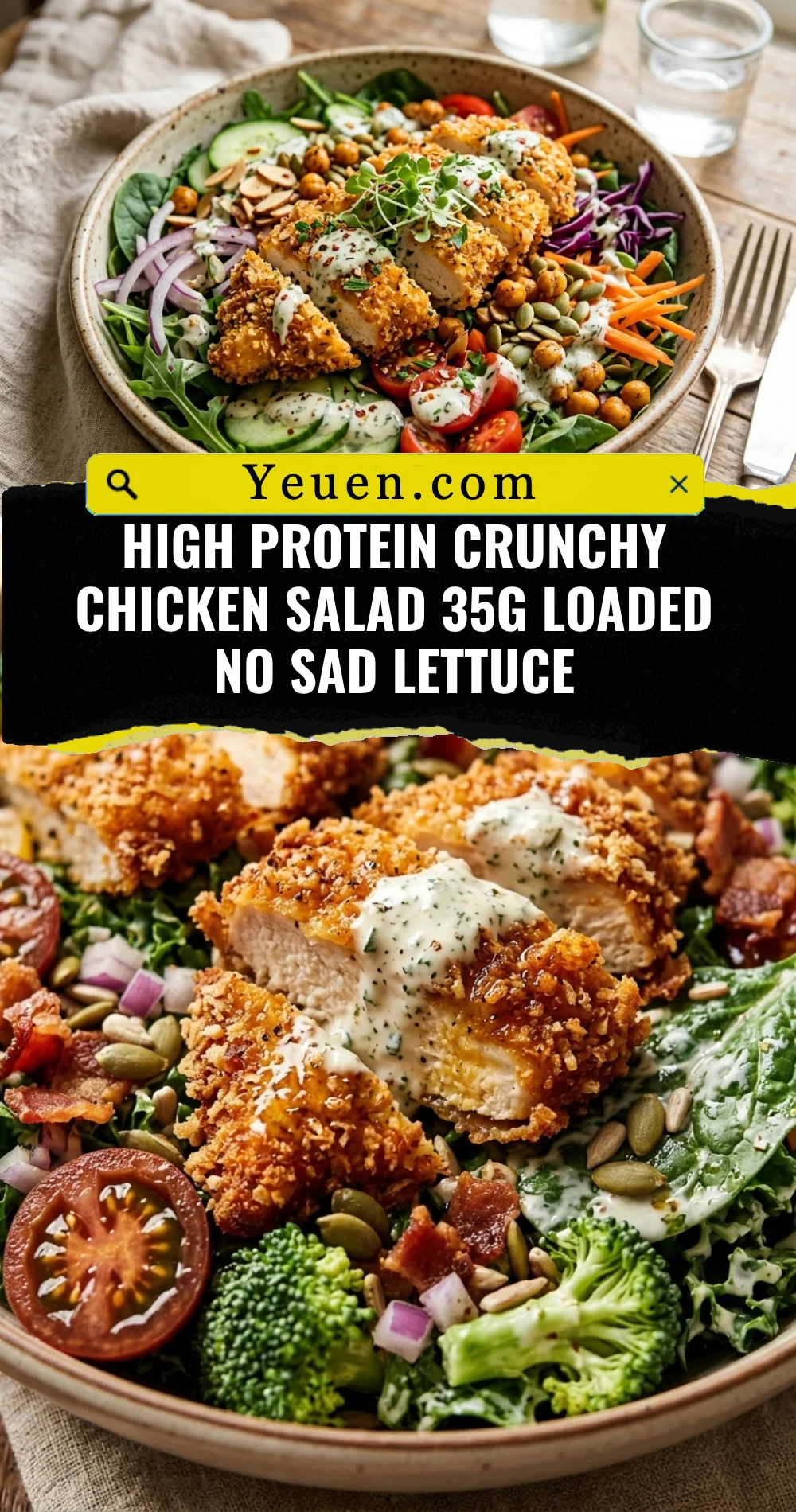 High Protein Crunchy Chicken Salad 35g Loaded No Sad Lettuce