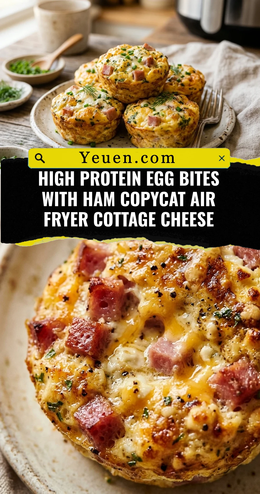 High Protein Egg Bites With Ham Copycat Air Fryer Cottage Cheese