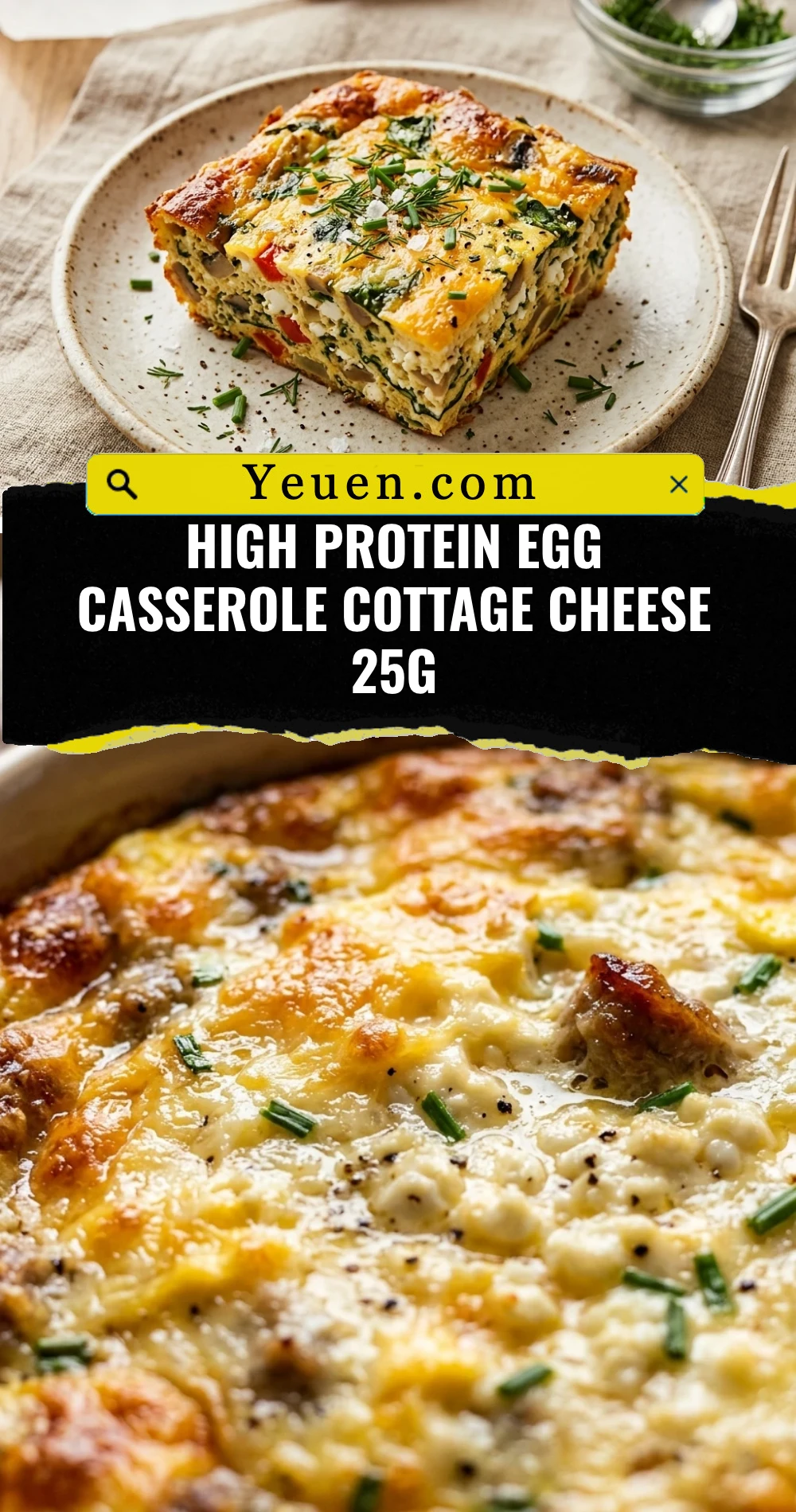 High Protein Egg Casserole Cottage Cheese 25g