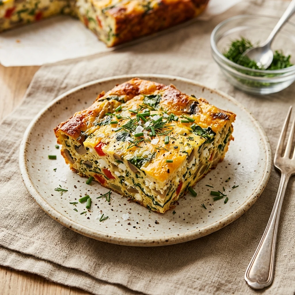High Protein Egg Casserole Cottage Cheese 25g