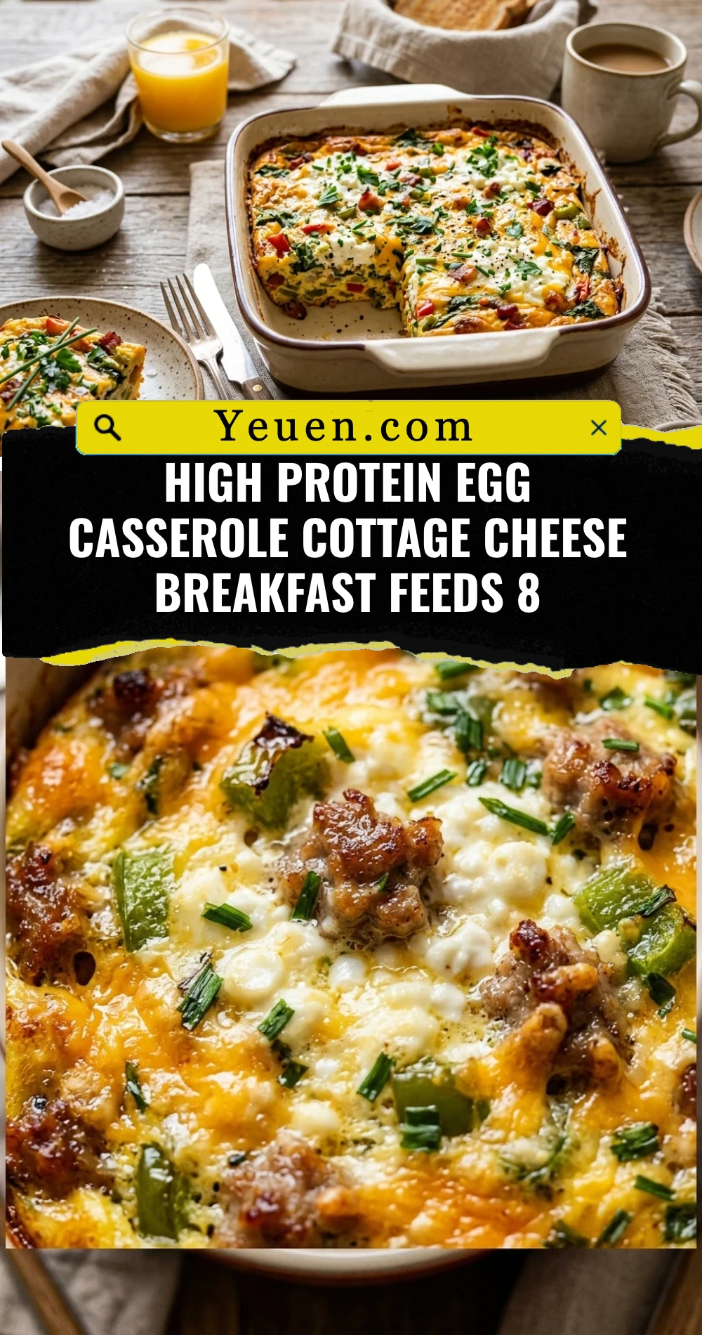High Protein Egg Casserole Cottage Cheese Breakfast Feeds 8