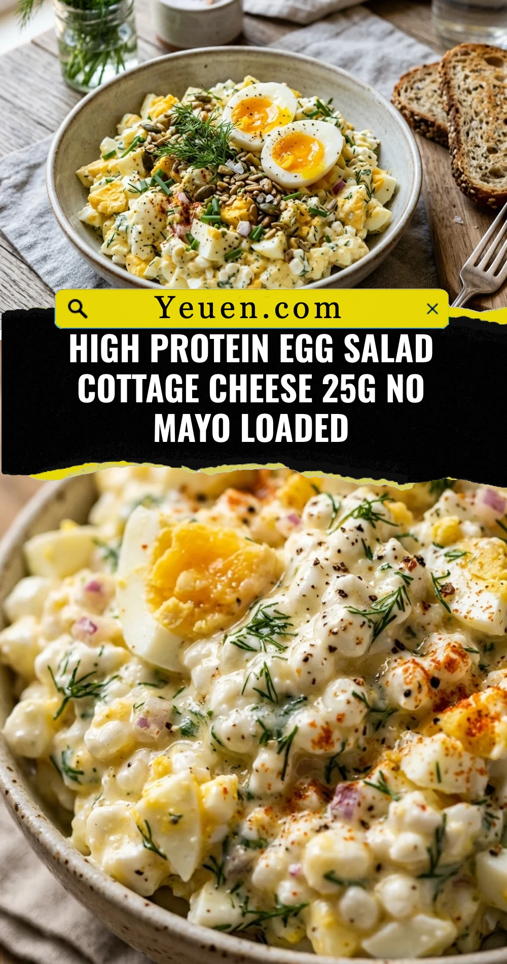 High Protein Egg Salad Cottage Cheese 25g No Mayo Loaded