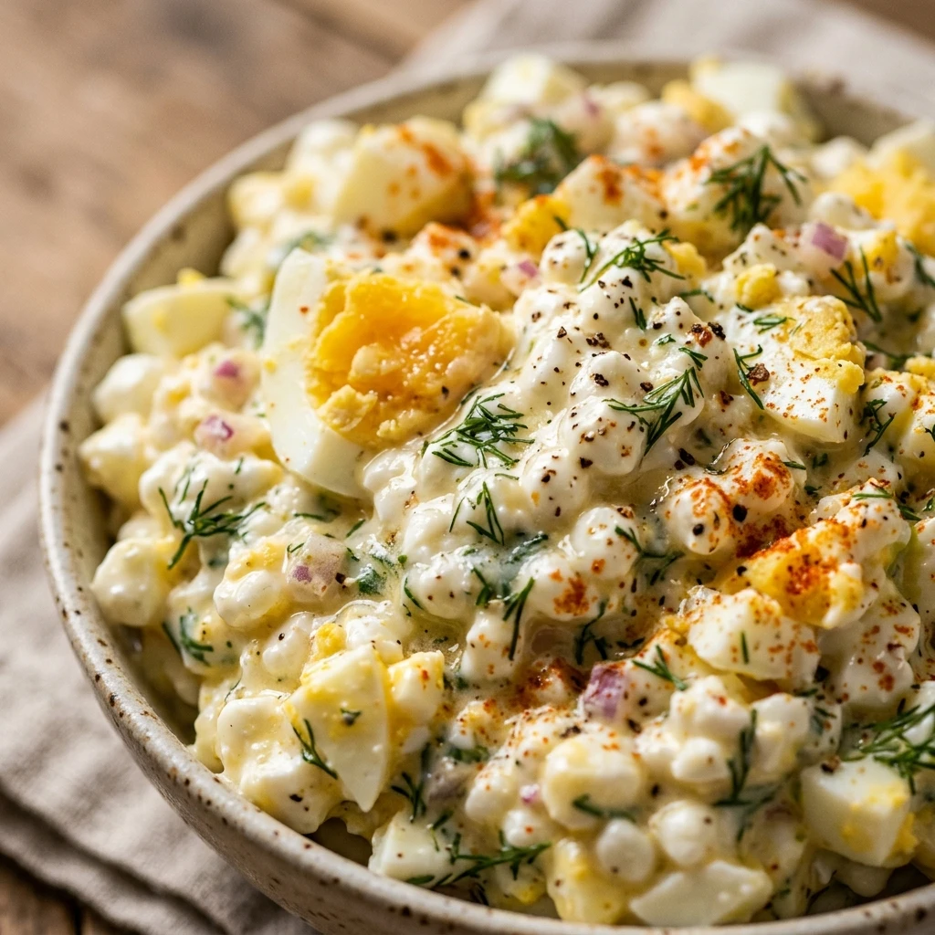 High Protein Egg Salad Cottage Cheese 25g No Mayo Loaded