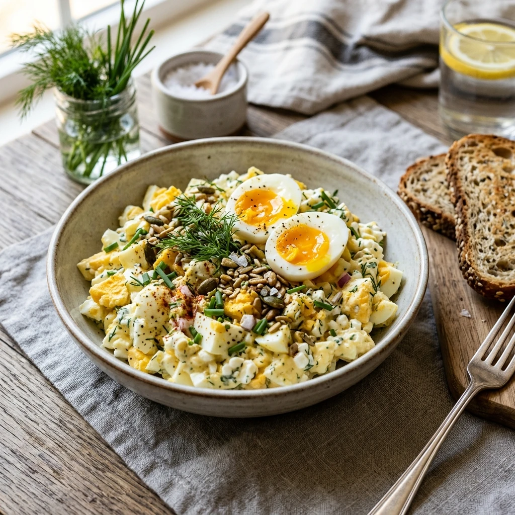 High Protein Egg Salad Cottage Cheese 25g No Mayo Loaded