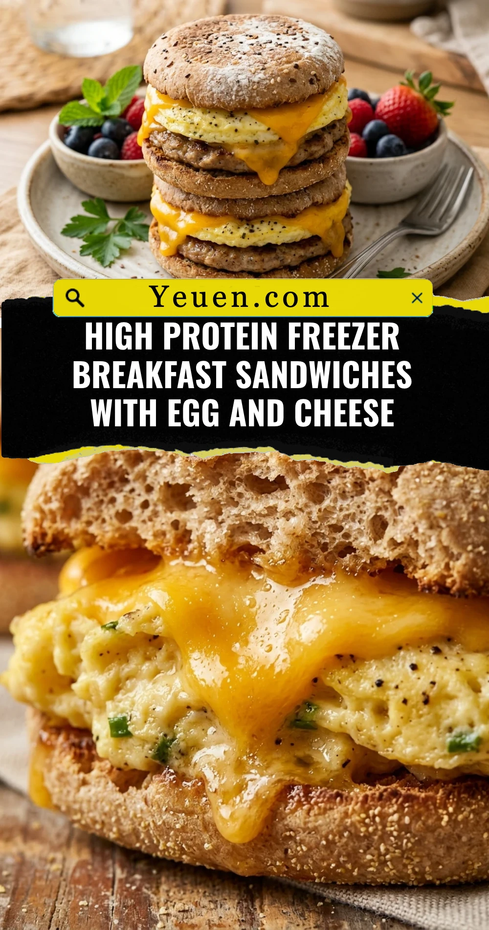 High Protein Freezer Breakfast Sandwiches With Egg And Cheese