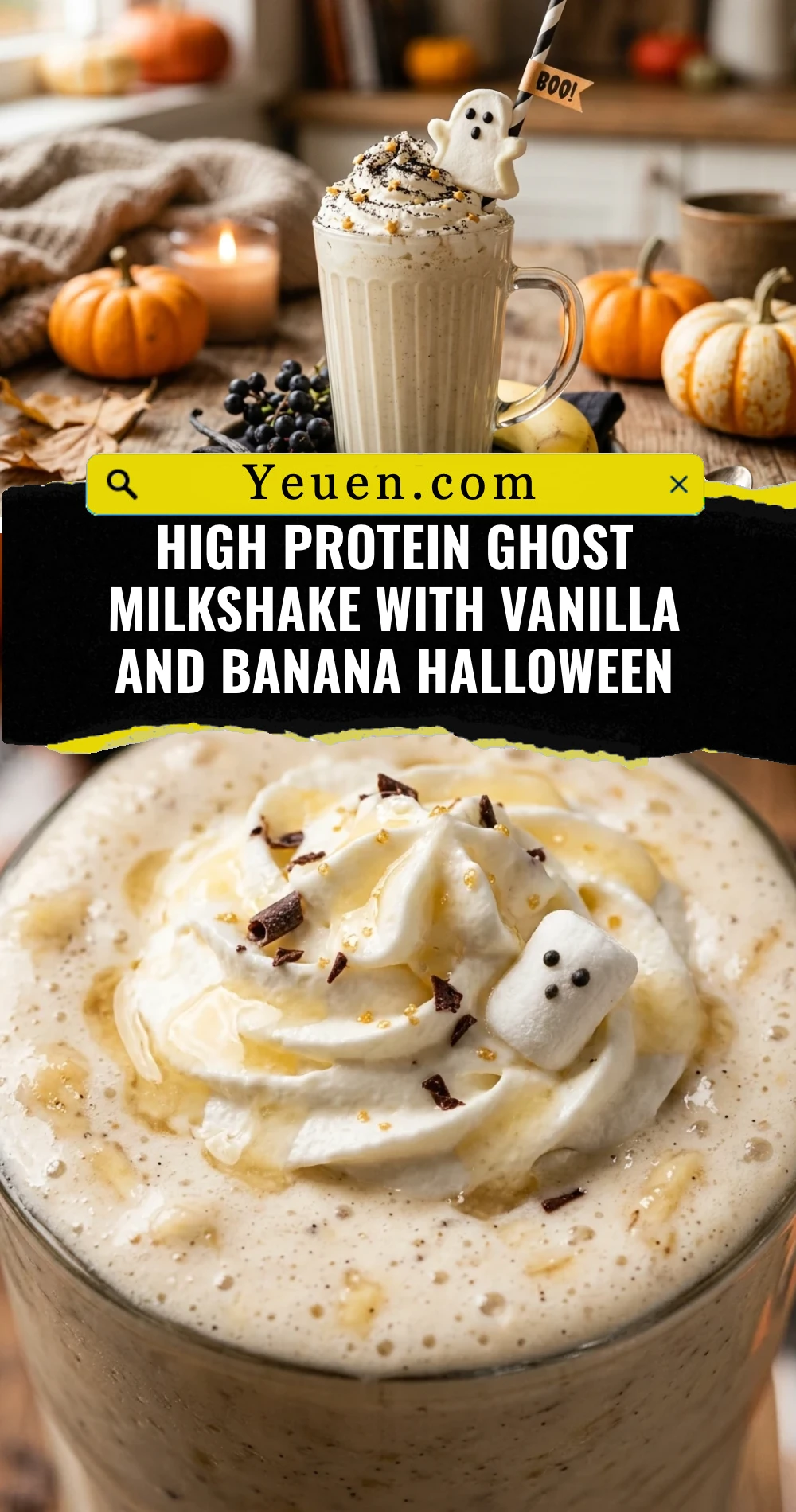 High Protein Ghost Milkshake With Vanilla And Banana Halloween