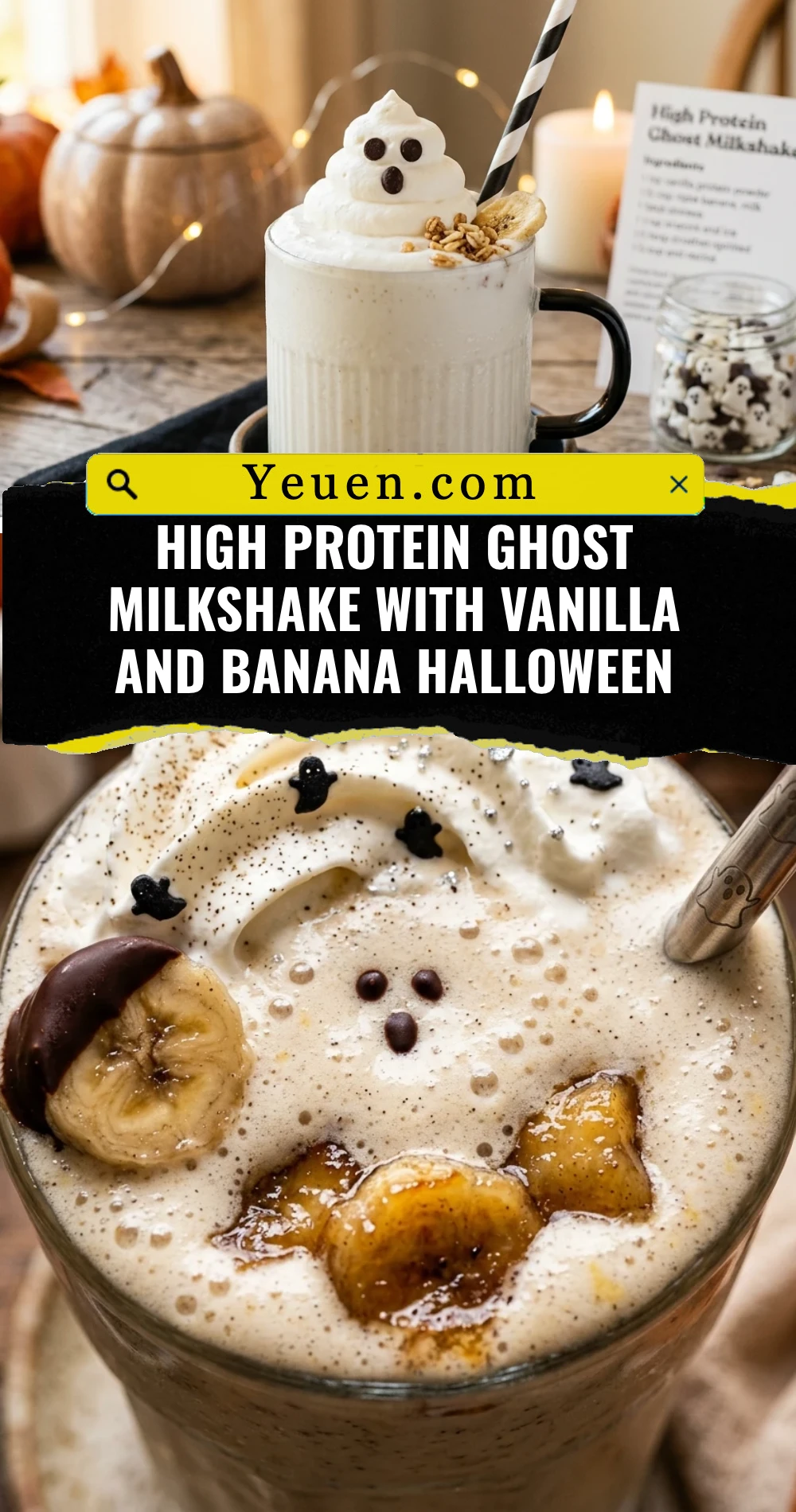 High Protein Ghost Milkshake With Vanilla And Banana Halloween