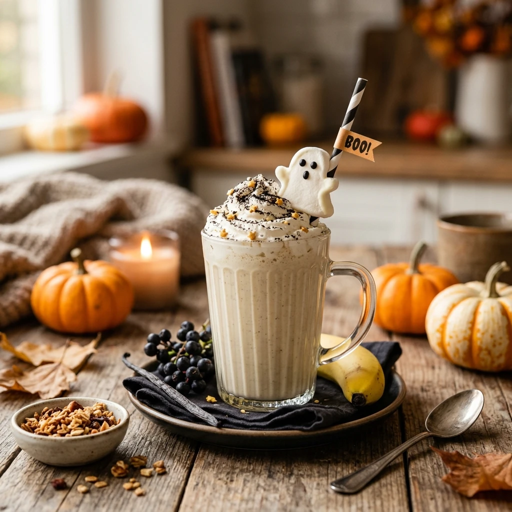 High Protein Ghost Milkshake With Vanilla And Banana Halloween