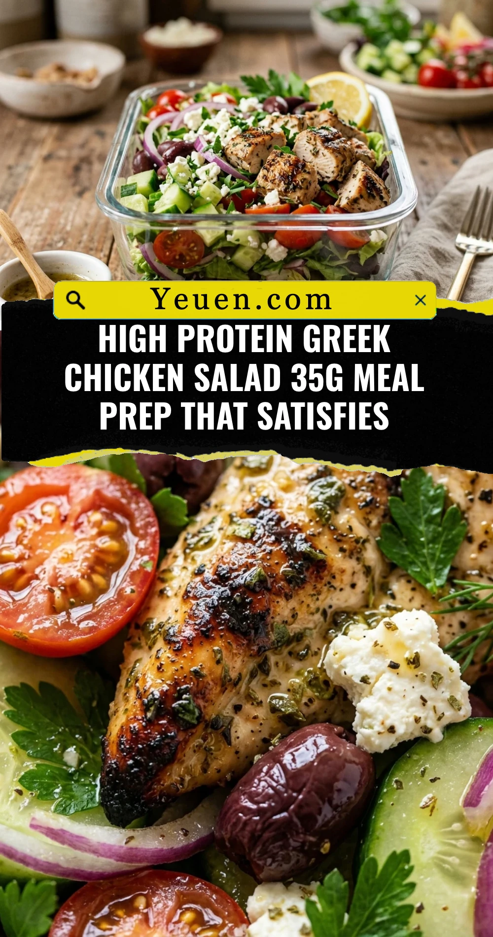 High Protein Greek Chicken Salad 35g Meal Prep That Satisfies