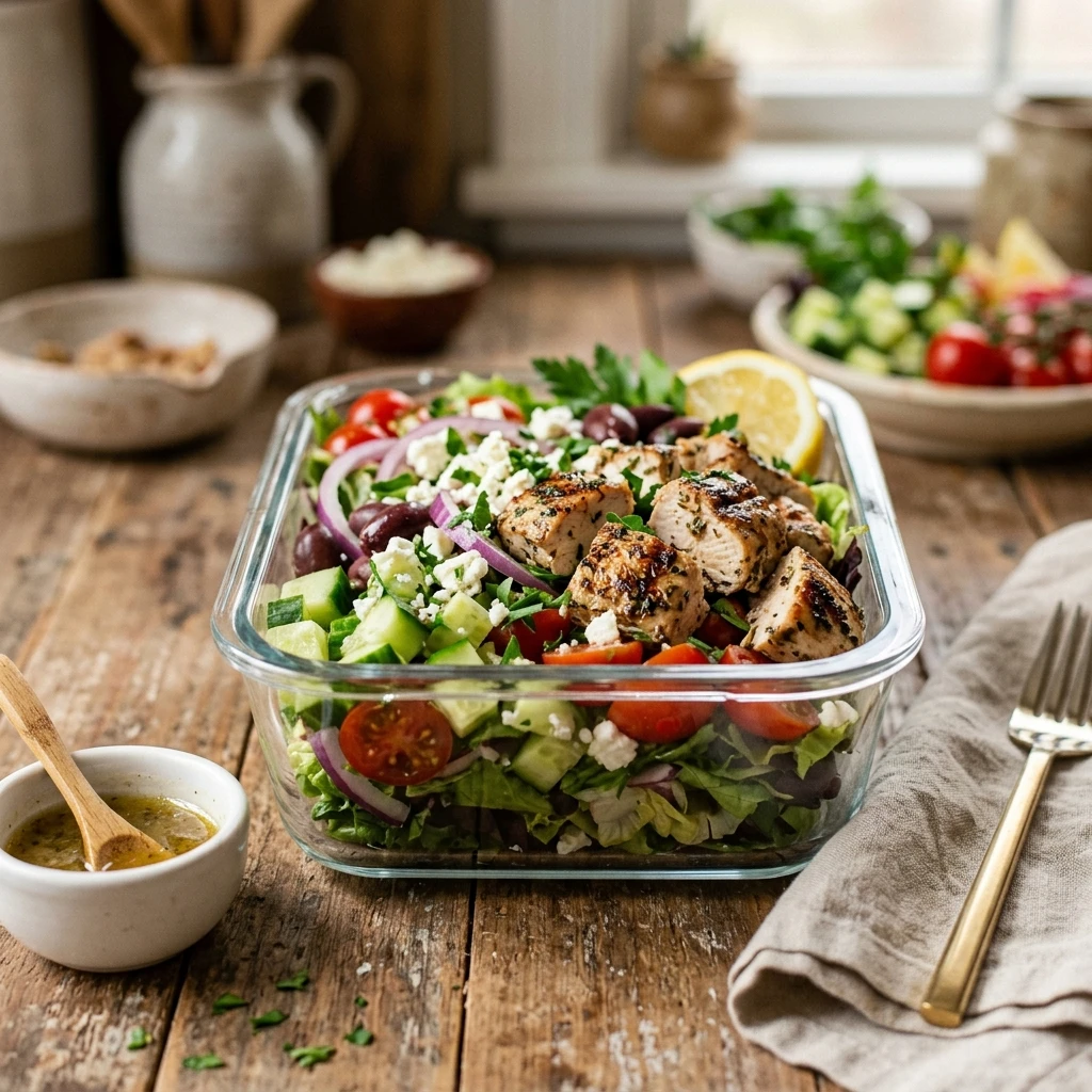 High Protein Greek Chicken Salad 35g Meal Prep That Satisfies
