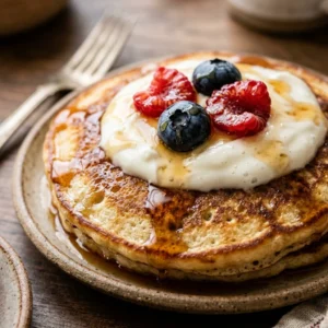 High Protein Greek Yogurt Pancakes Fluffy 20g+ Easy 3 Ingredient