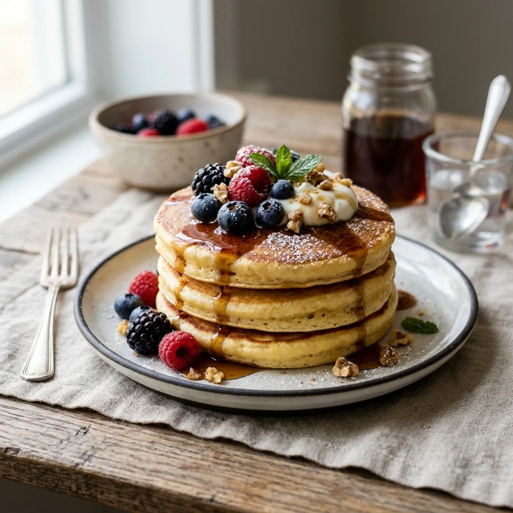 High Protein Greek Yogurt Pancakes Fluffy 20g+ Easy 3 Ingredient