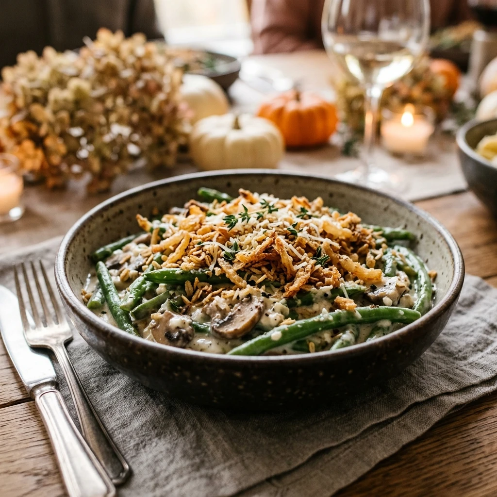 High Protein Green Bean Casserole Cottage Cheese Thanksgiving Healthy