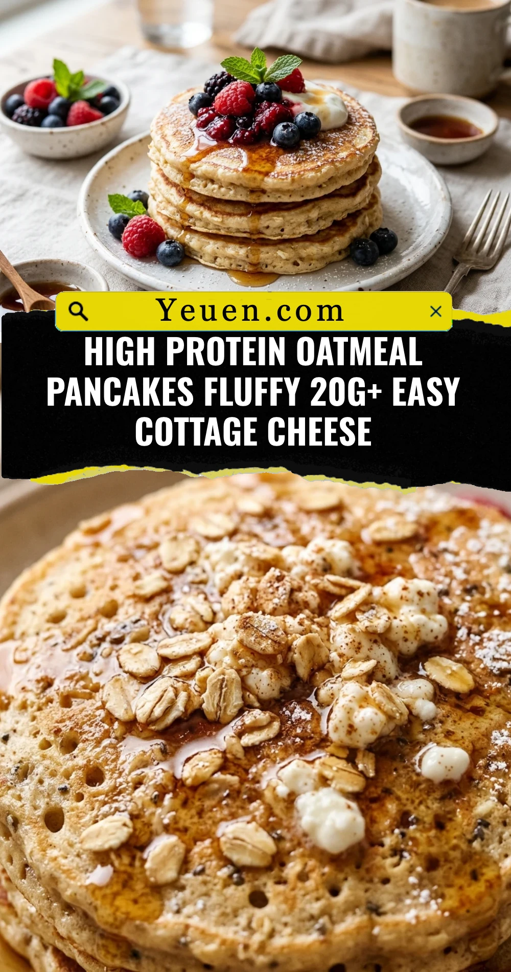 High Protein Oatmeal Pancakes Fluffy 20g+ Easy Cottage Cheese