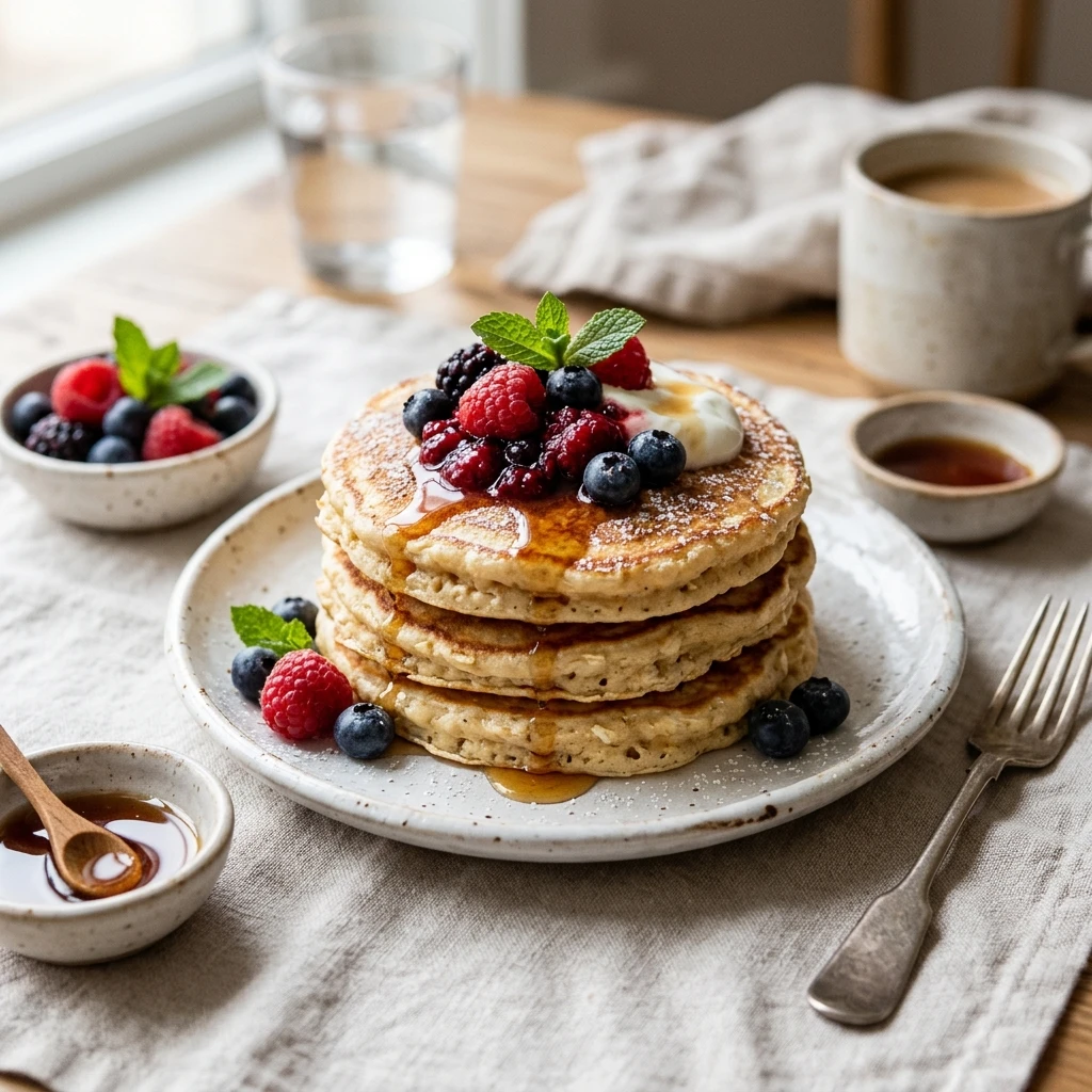 High Protein Oatmeal Pancakes Fluffy 20g+ Easy Cottage Cheese