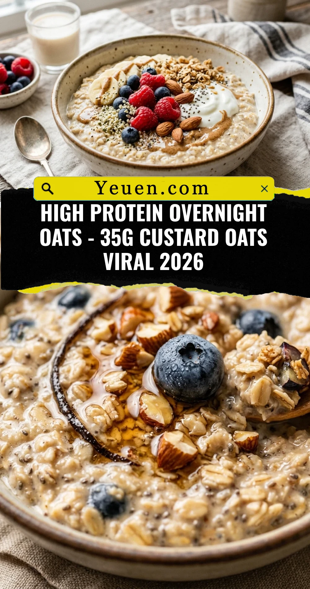 High Protein Overnight Oats - 35g Custard Oats Viral 2026