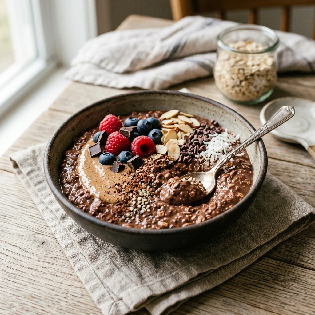 High Protein Overnight Oats Chocolate Easy Breakfast Bowl 20g+ Meal Prep