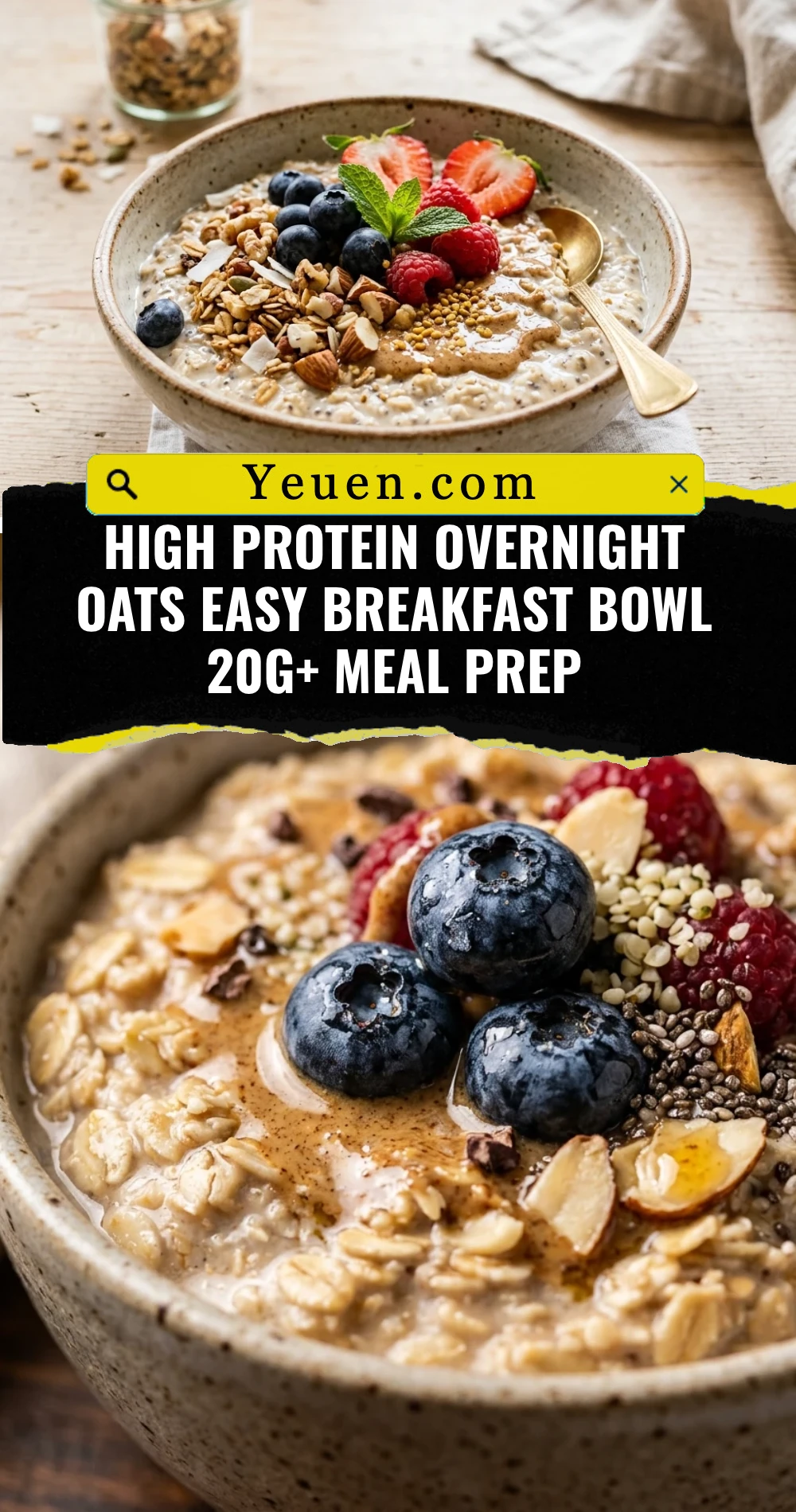 High Protein Overnight Oats Easy Breakfast Bowl 20g+ Meal Prep
