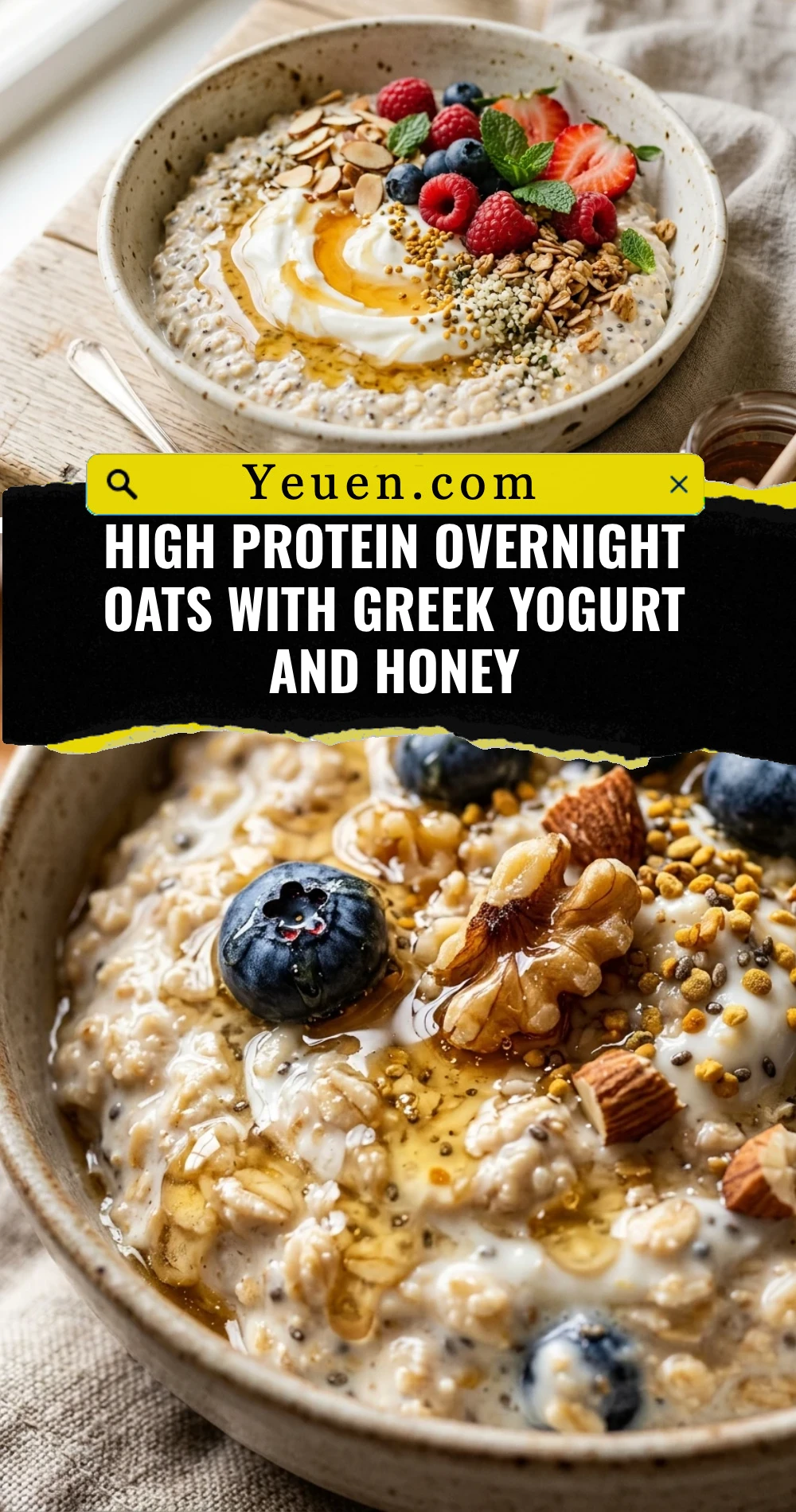 High Protein Overnight Oats With Greek Yogurt And Honey