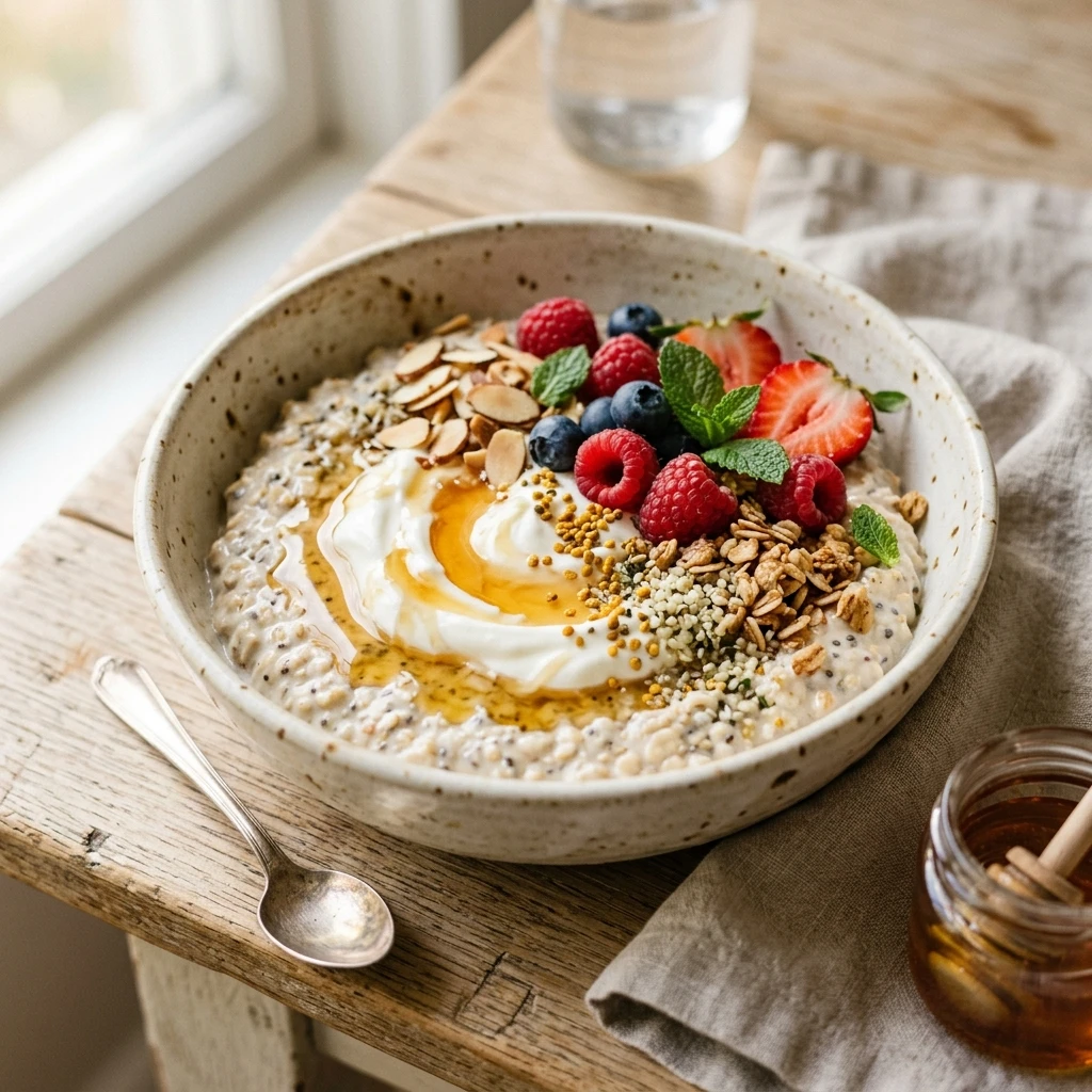 High Protein Overnight Oats With Greek Yogurt And Honey