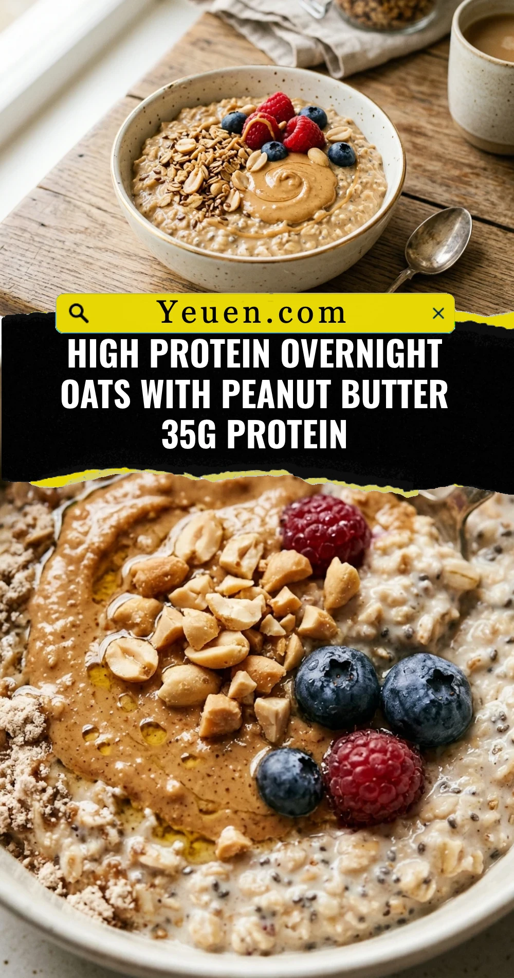 High Protein Overnight Oats With Peanut Butter 35g Protein