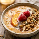 High Protein Peach Bowl Smoothie Weight Loss Healthy Meal Prep