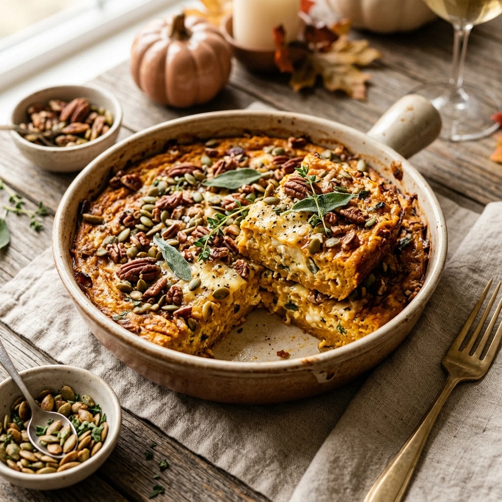 High Protein Pumpkin Casserole Cottage Cheese Thanksgiving Healthy
