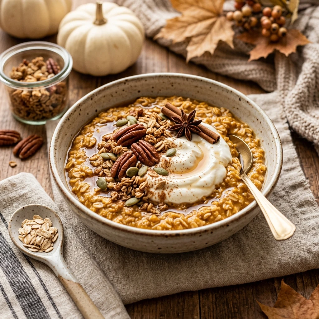 High Protein Pumpkin Overnight Oats With Greek Yogurt Fall