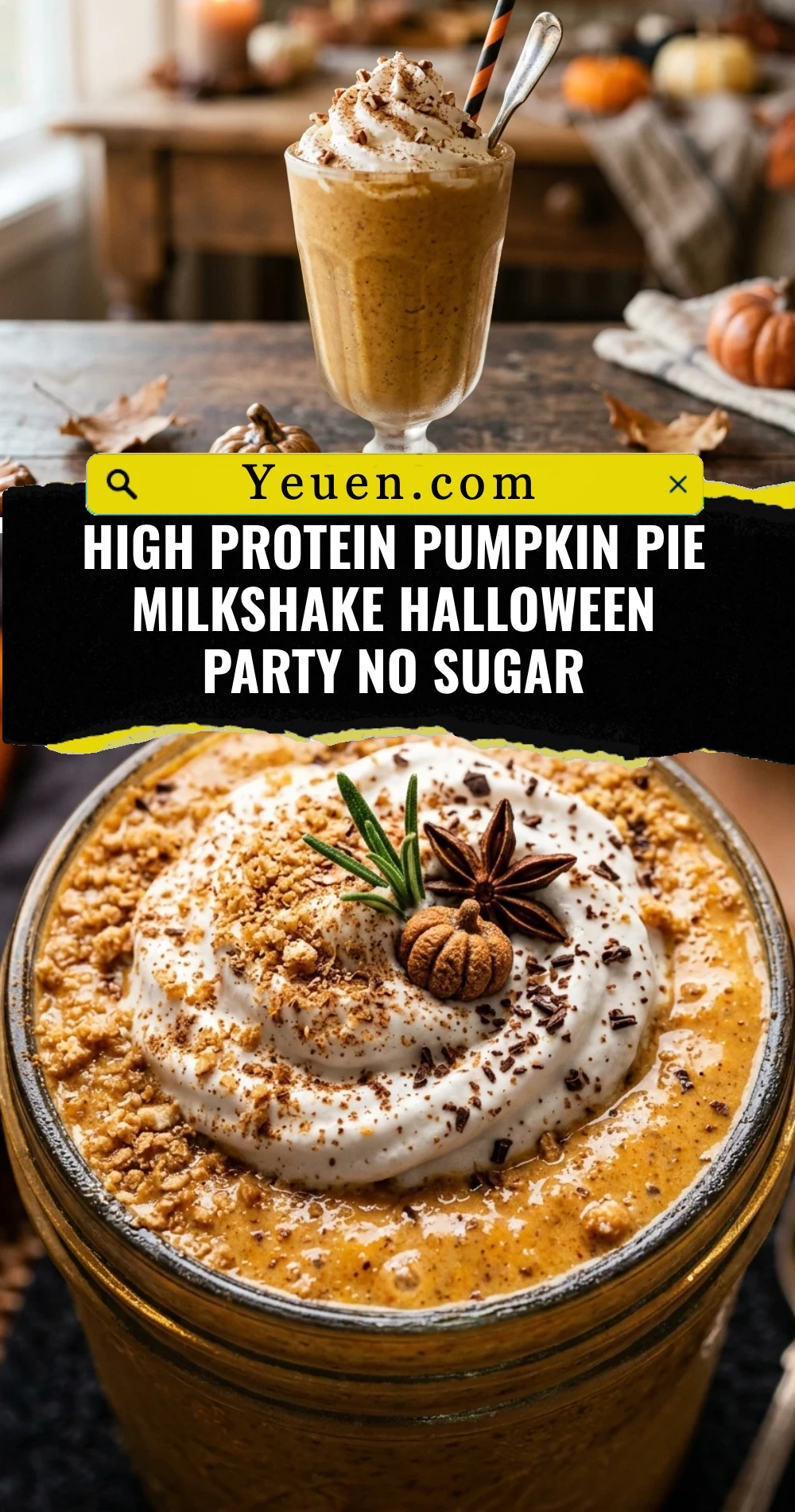 High Protein Pumpkin Pie Milkshake Halloween Party No Sugar