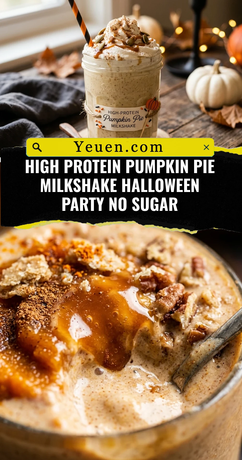 High Protein Pumpkin Pie Milkshake Halloween Party No Sugar