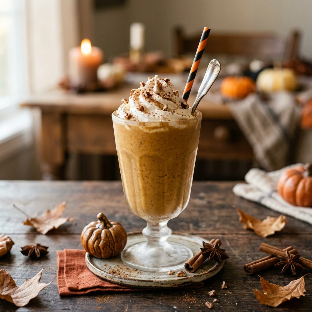 High Protein Pumpkin Pie Milkshake Halloween Party No Sugar