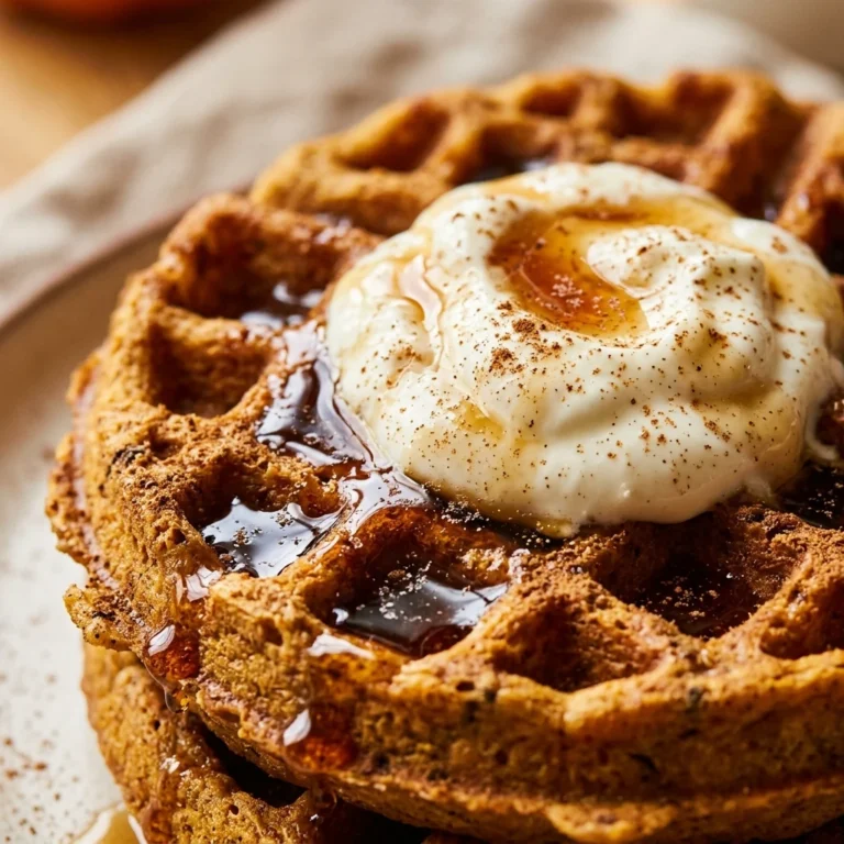 High Protein Pumpkin Spice Waffles With Greek Yogurt