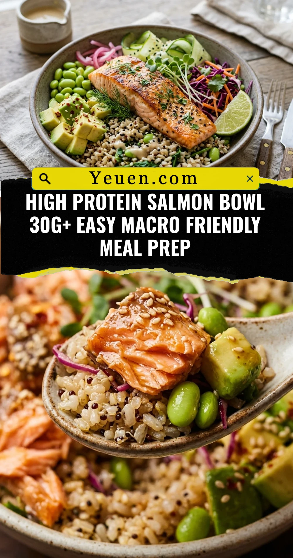 High Protein Salmon Bowl 30g+ Easy Macro Friendly Meal Prep