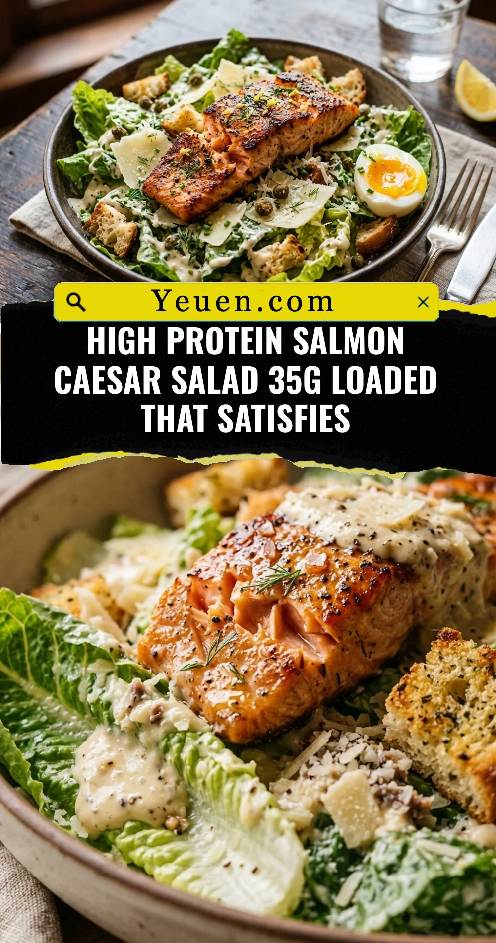High Protein Salmon Caesar Salad 35g Loaded That Satisfies