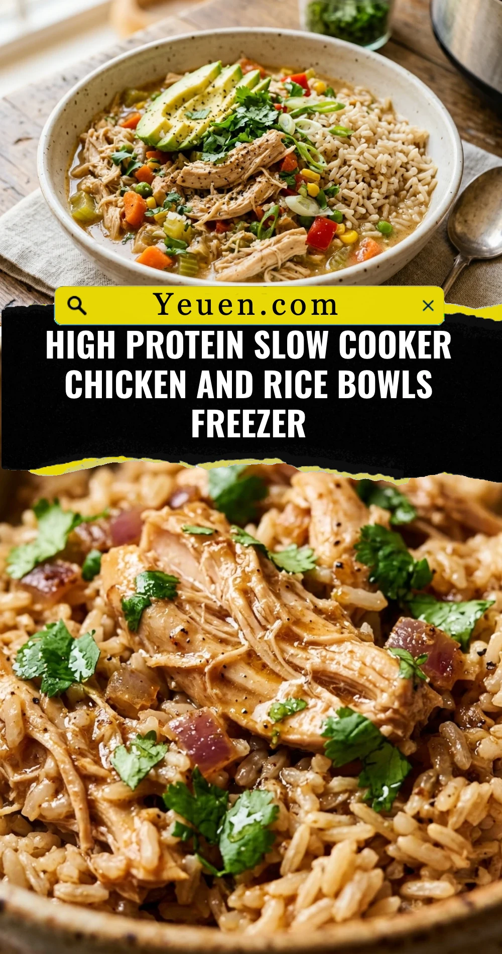 High Protein Slow Cooker Chicken And Rice Bowls Freezer