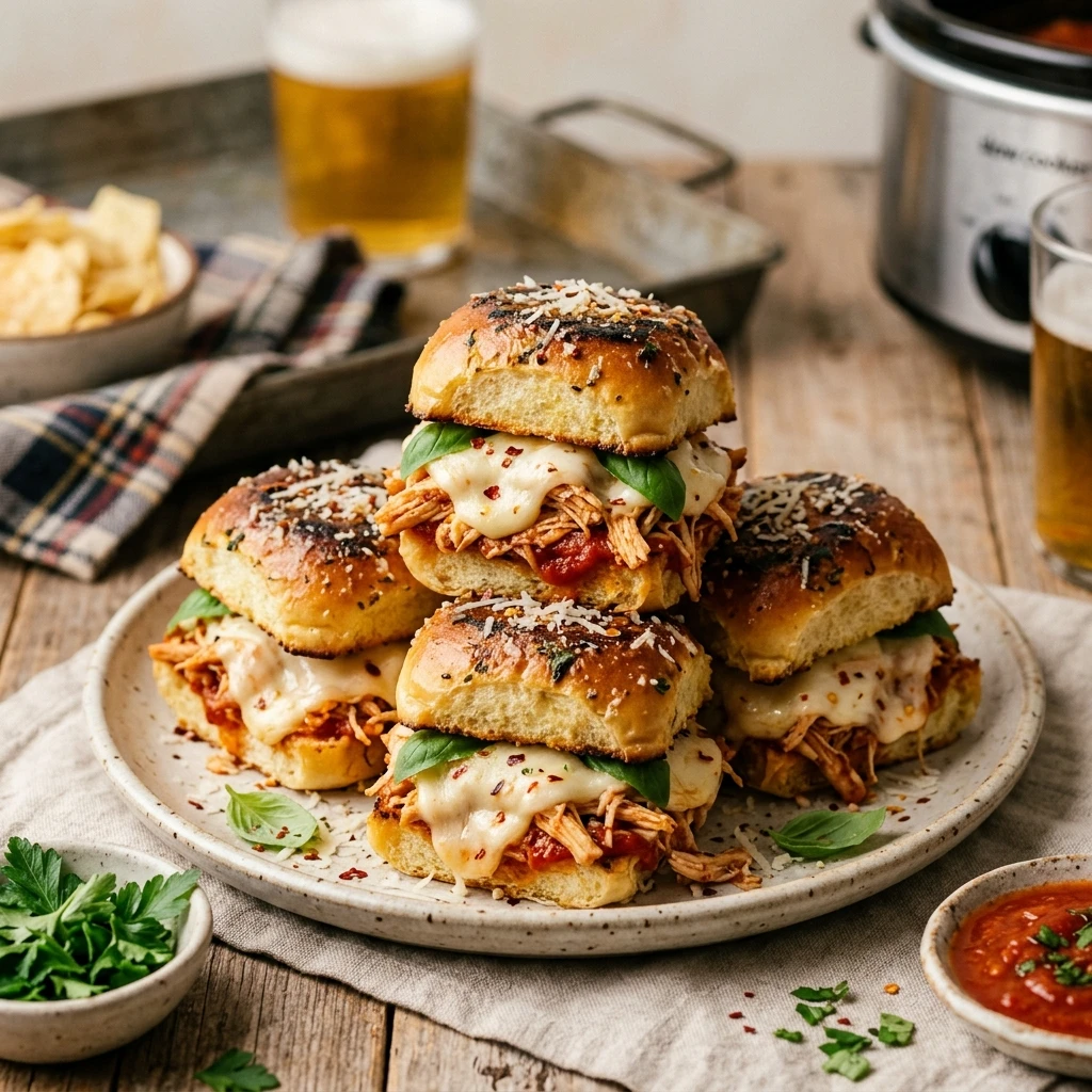 High Protein Slow Cooker Chicken Parmesan Sliders Game Day Under $20 Feeds A Crowd