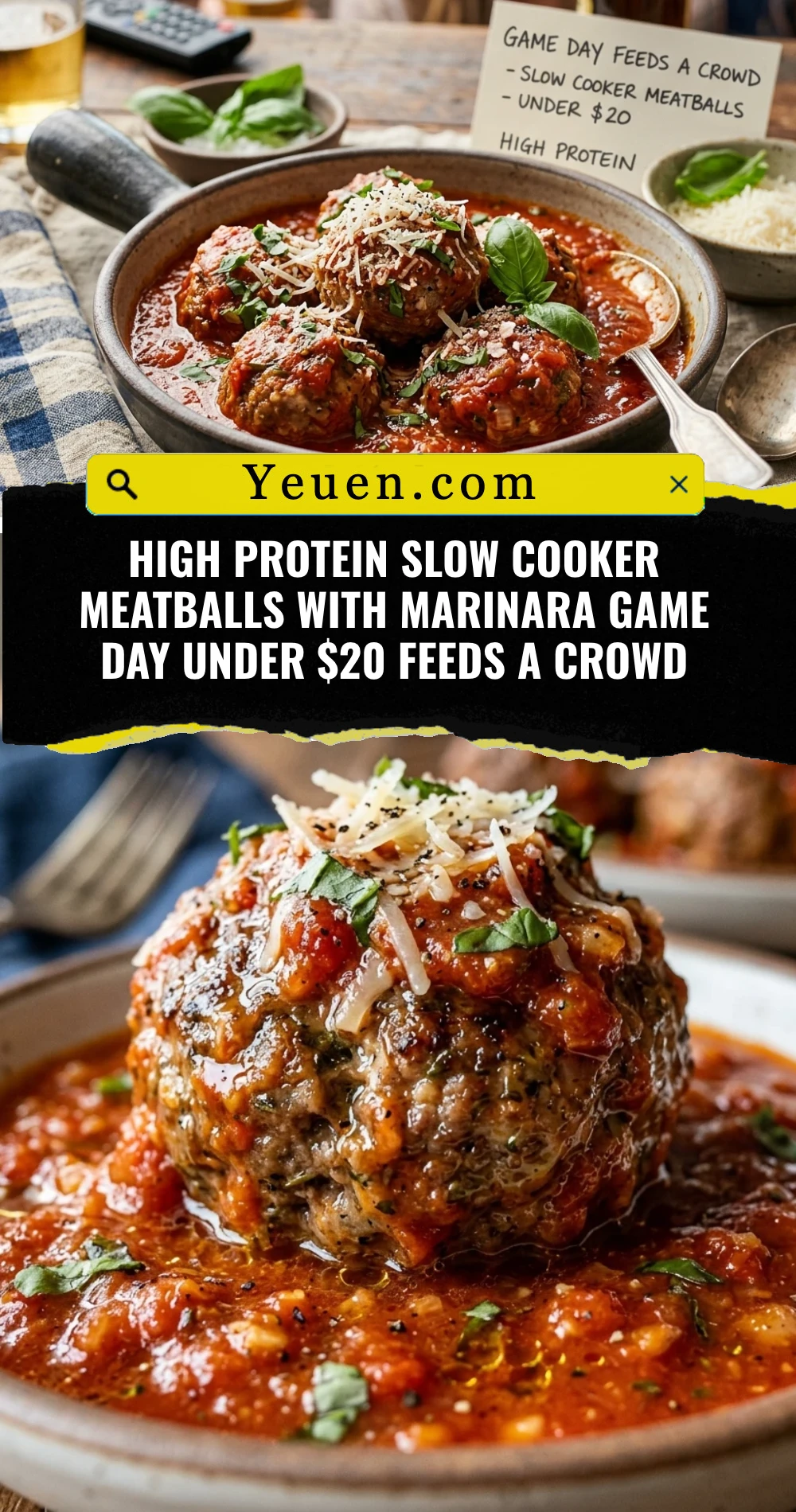 High Protein Slow Cooker Meatballs With Marinara Game Day Under $20 Feeds A Crowd