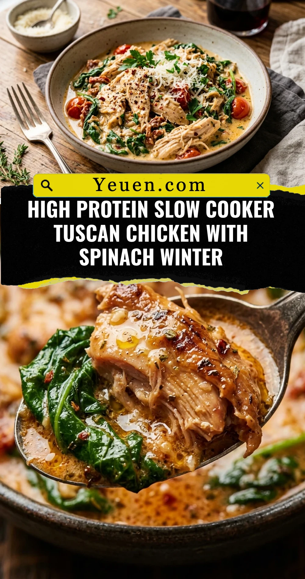 High Protein Slow Cooker Tuscan Chicken With Spinach Winter