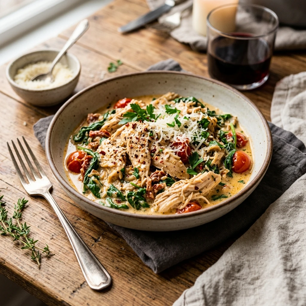 High Protein Slow Cooker Tuscan Chicken With Spinach Winter