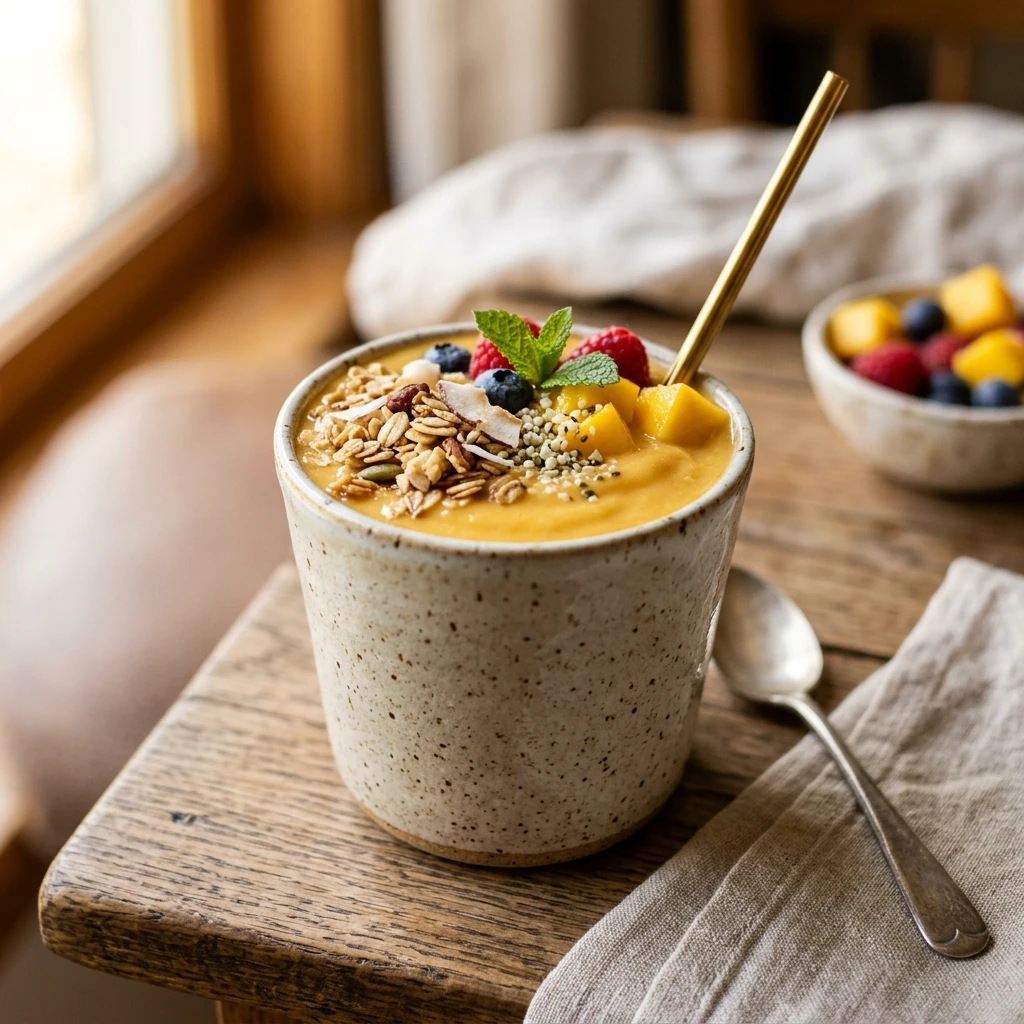 High Protein Smoothie Mango 20g+ Thick Creamy Easy Breakfast Homemade