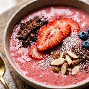 High Protein Strawberry Bowl Smoothie Weight Loss Healthy Meal Prep