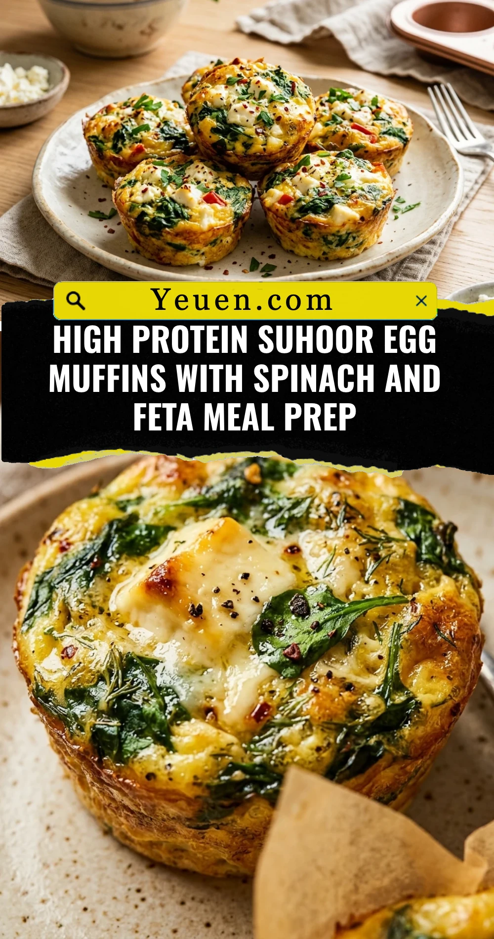 High Protein Suhoor Egg Muffins With Spinach And Feta Meal Prep