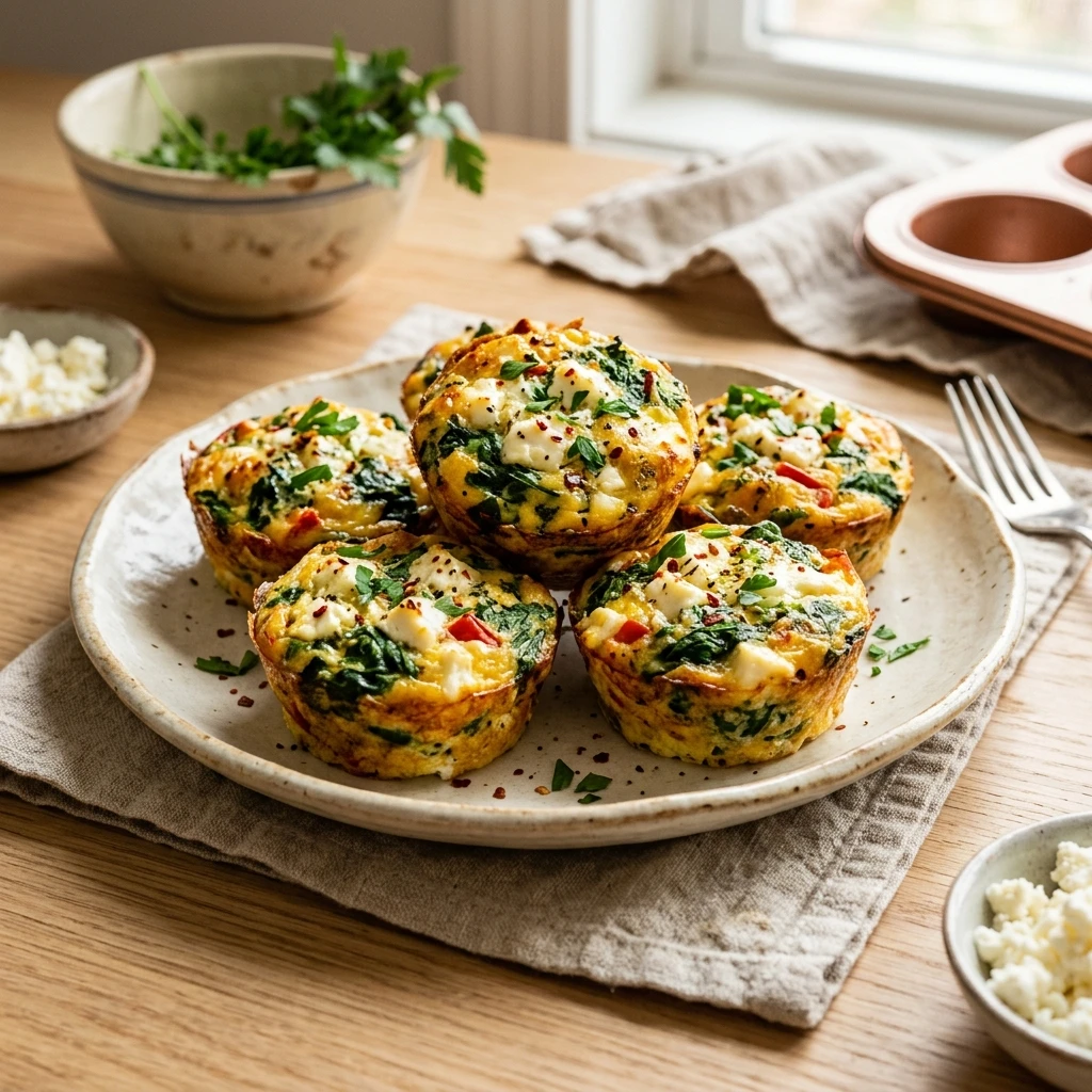 High Protein Suhoor Egg Muffins With Spinach And Feta Meal Prep