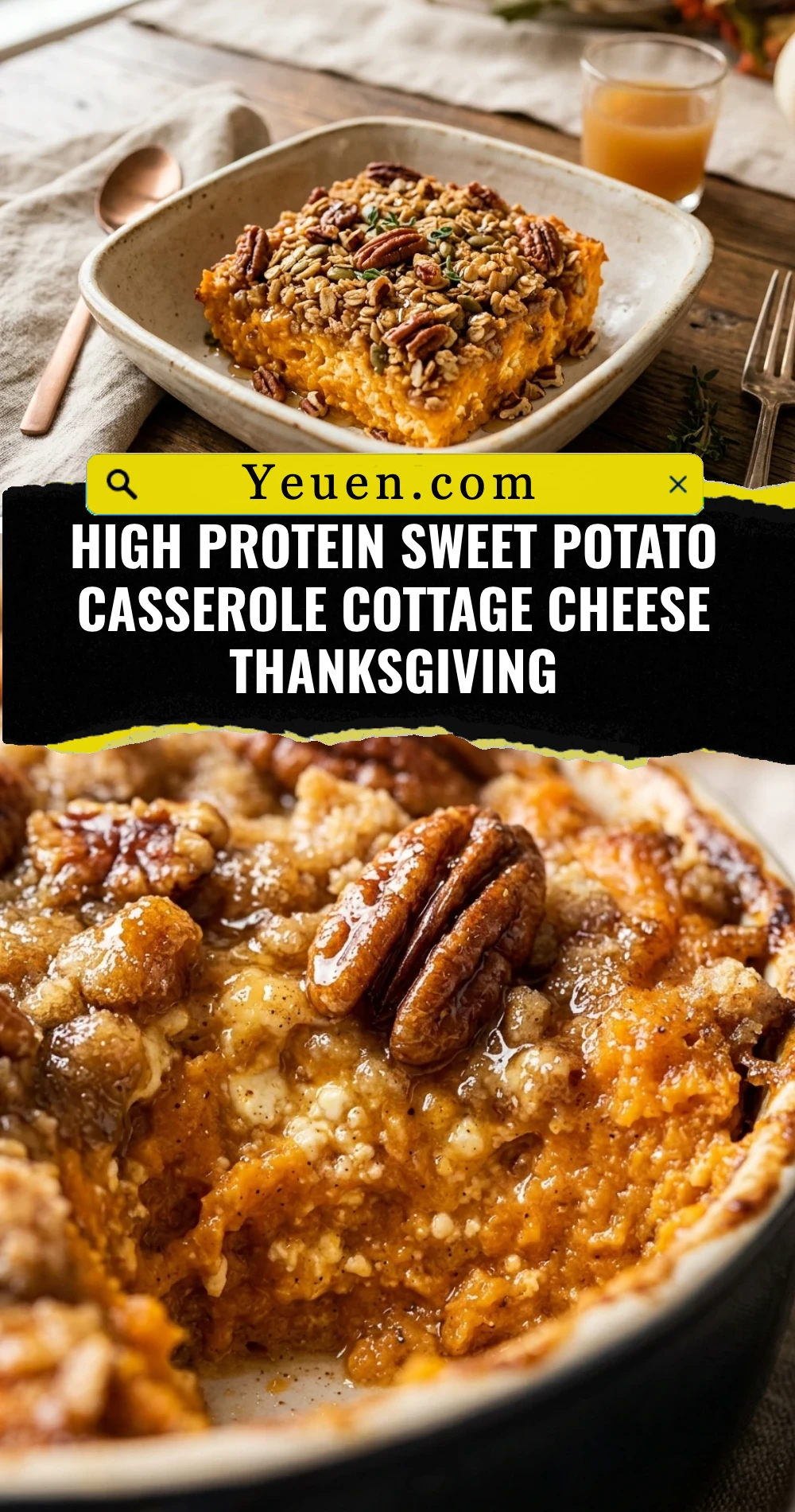 High Protein Sweet Potato Casserole Cottage Cheese Thanksgiving