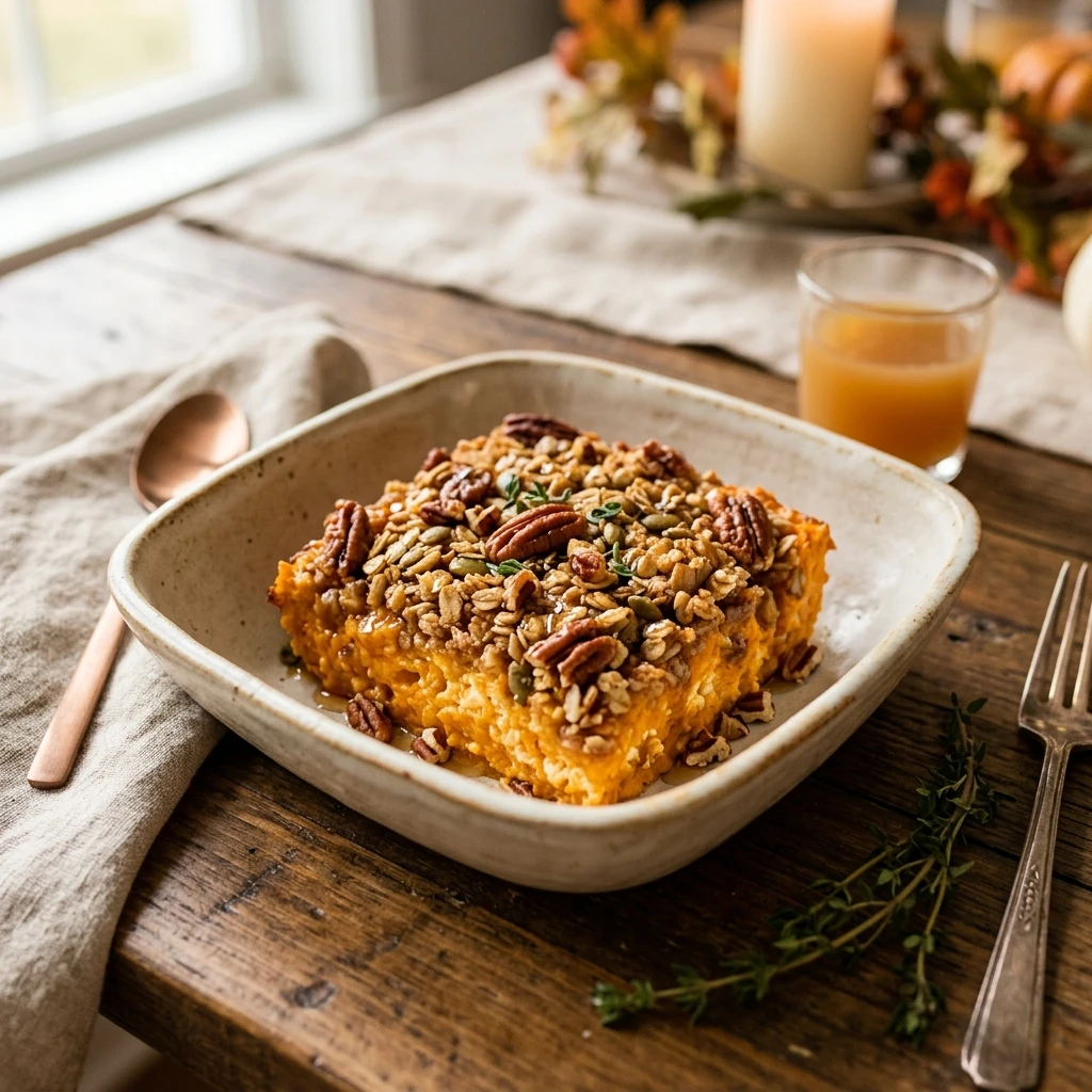 High Protein Sweet Potato Casserole Cottage Cheese Thanksgiving