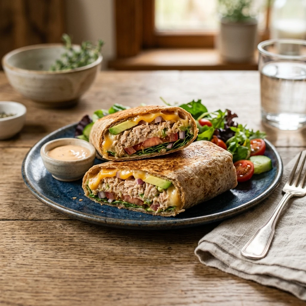 High Protein Tuna Melt Wrap - 51g Best Lunch Breakfast