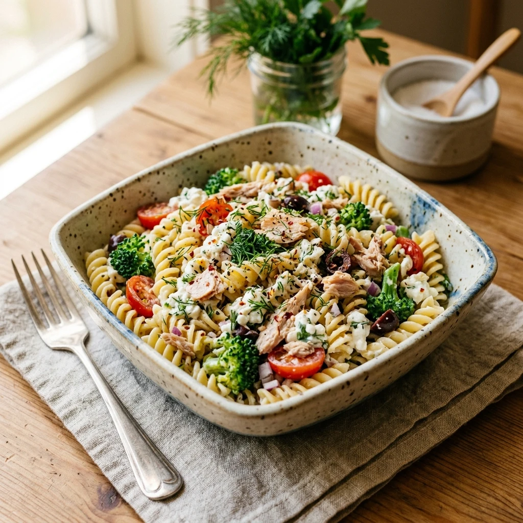 High Protein Tuna Pasta Salad Cottage Cheese 30g Meal Prep