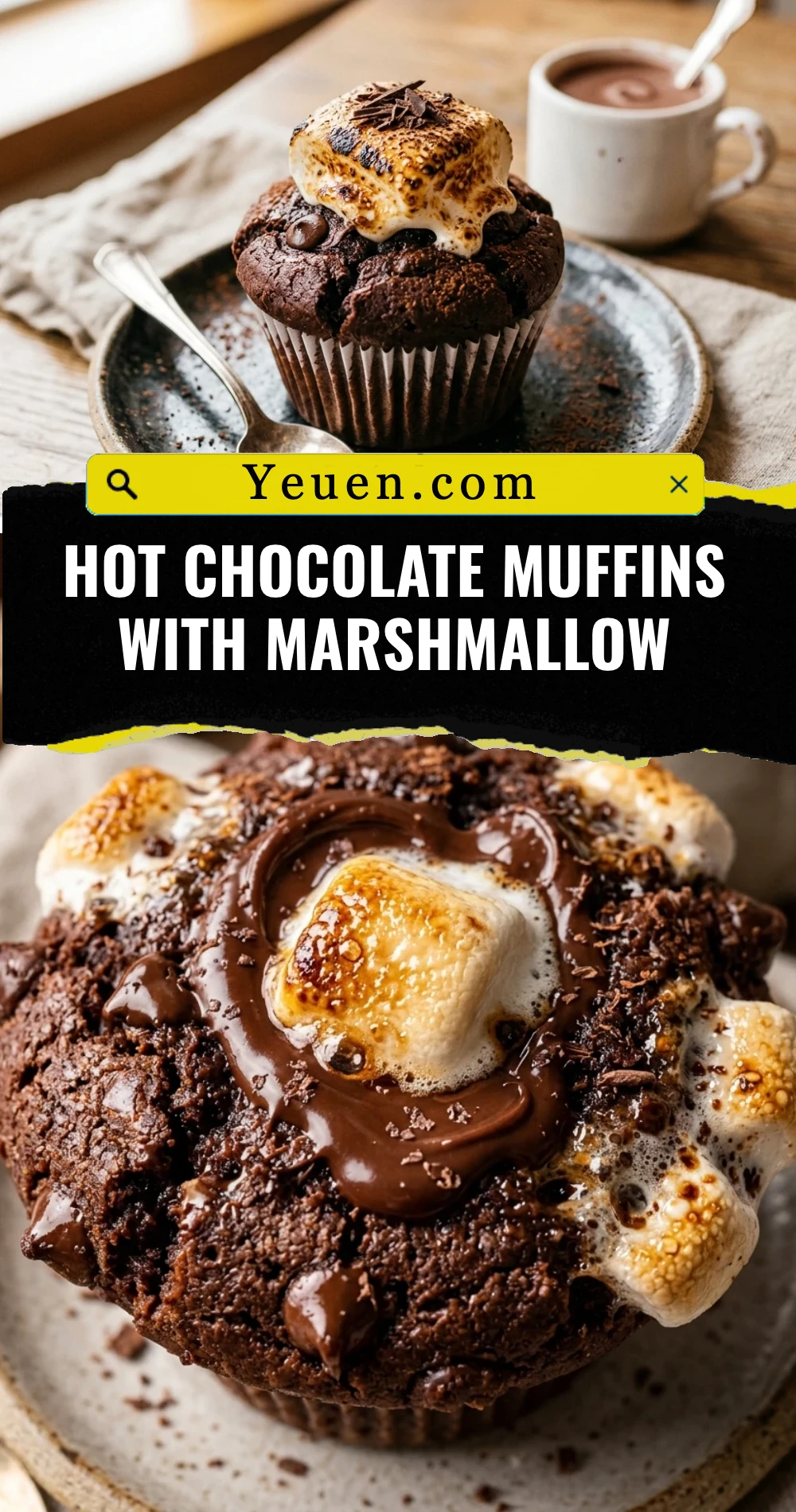 Hot Chocolate Muffins with Marshmallow